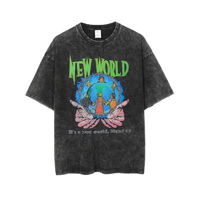 China Men Acid Wash Cotton Tee Shirts Hip Hop Stone Oversized Vintage Tee for sale