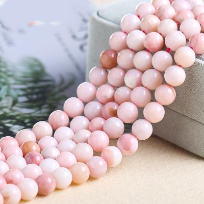 China Natural Opal Stone 10mm Pink Gemstone Beads High Quality Stone Environmental Friendly Natural Semi-precious Beads For Jewelry Making for sale