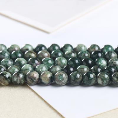 China Natural Mica Stone 10mm Gemstone Beads Environmental Friendly Natural Green Semi-precious Beads High Quality Stone For Jewelry Making for sale