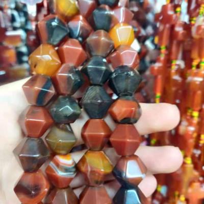 China 15~20mm Natural Loose Environment Friendly Irregular Hexagon Shape Satellite Bead Striped Agate Onyx Stone Bracelet Bead For Jewelry Making for sale