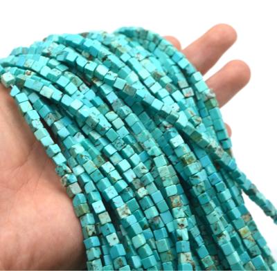 China Wholesale Trendy Natural Green Cube Gemstone Spacer Bead Loose Stone Price 4*4mm Square Gemstone Turquoise Beads for sale