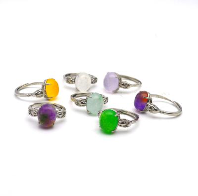 China Wholesale CLASSIC Gemstone Quartz Stainless Steel Women Colorful Healing Stone Couple Women Ring Jewelry Rings For Gift Adjustable for sale