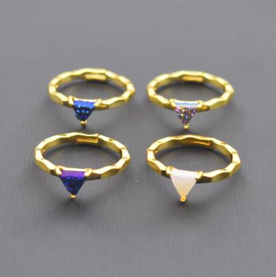 China FASHIONABLE High Quality Adjustable Size Natural Gold Plated Crystal Triangle Shape Zircon Ring Jewelry For Women for sale