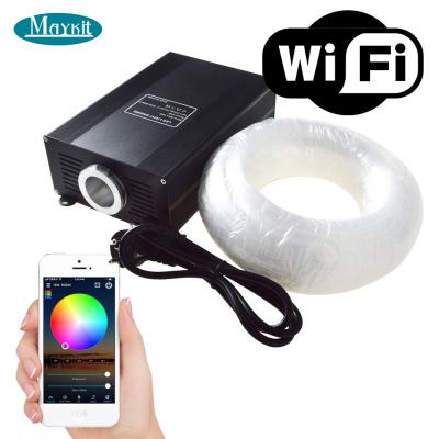 China RGB Color Changing WIFI App Smartphone Control 45W RGB LED Fiber Optic Sky Star Ceiling Decorative Kit for sale