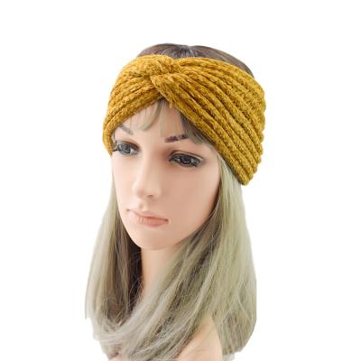 China Hair Fashion Crochet Turban Knitted Stylish Elastic Chunky Headbands For Women Wrap Headband Wool Hair Band Ear Warmer for sale