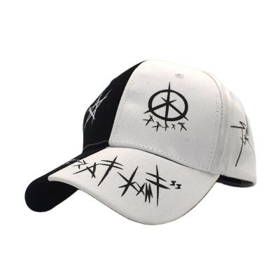 China New wholesale JOINT black and white patchwork graffiti sunshade baseball caps for adult and students for sale