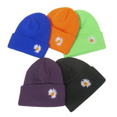 China New COMMON Female Knitted Hat Embroidery Winter Leisure Thickening Cold Insulation Students Custom for sale