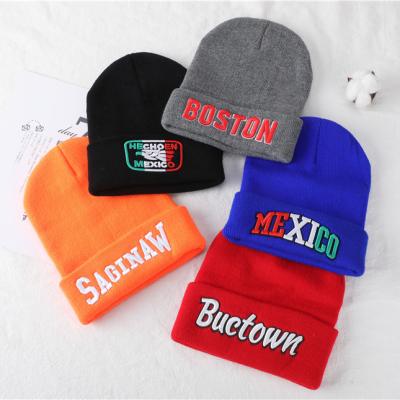 China COMMON autumn new winter style knitting hat embroidered men and women fashion thermal hat for sale