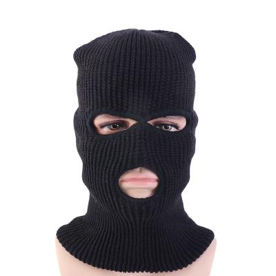 China Custom COMMON Fashion Balaclava Warm Outdoor Winter Ski Mask With 3 Hole Manufacturer Adult Knitted Hat for sale