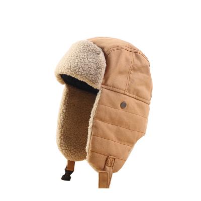 China New Custom Unisex Winter Warm Windproof Ear Flaps COMMON Shear Fur Outdoor Trooper Hats Bomber Trapper Hat for sale