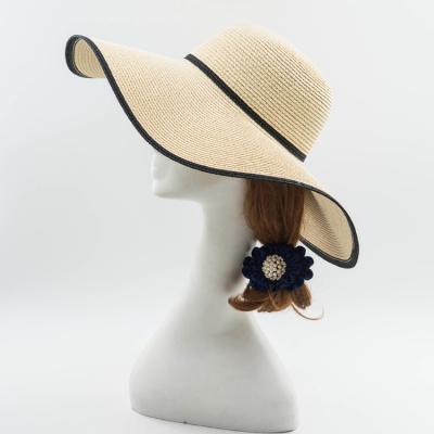 China 2021 New Summer Fashion Character Sun Beach Ladies Women's Big Brim Straw Hats Soft Straw Hat for sale