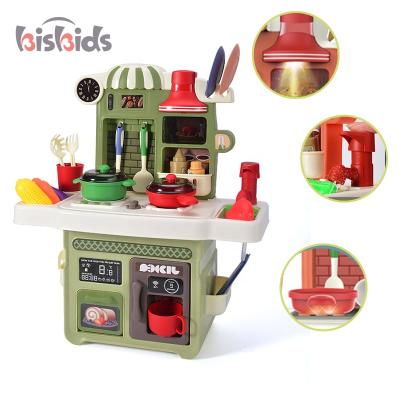 China Girl Gift Pretend To Play Light Music Cooking Multifunctional Play House Toy Kitchen Sets And Water for sale