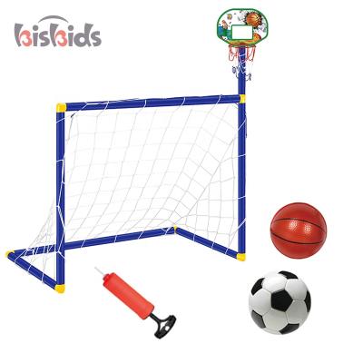 China 2in1 Sports Game Shoot Game Basketball Kids Football Training Goal Set Funny Portable Sports Toys for sale