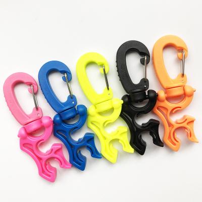 China ABS Plastic Dive Swivel BCD Double Snap Pipe Hook Colorful Pipe Rack Clip for sale