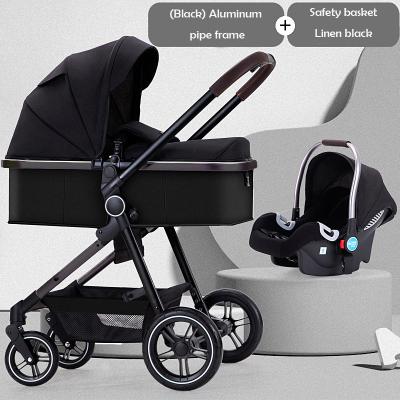 China Other Brand Pram Luxury Newborn Baby Landscape Baby Stroller Pu Loving PU Leather Bi-directional Push Carriage for sale