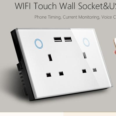 China Residential/Multipurpose UK 147*86mm dual power point wifi socket with USB port for sale