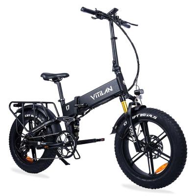 China Aluminum Alloy Rear Wheel 750W Folding Full Suspension E-Bike Fat Tire Electric City Bike Mountain Bike for sale