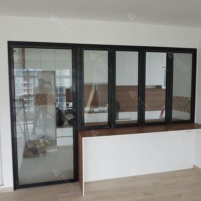 China New Screen Design Double Glazing Accordion Folding Windows / Aluminum Folding Window for sale