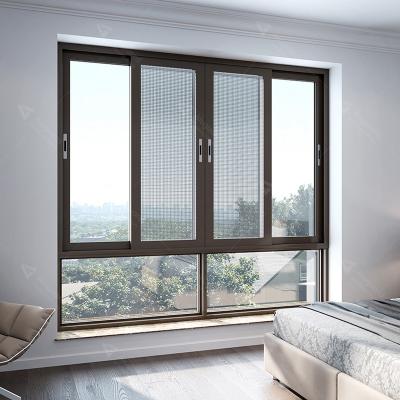 China Folding Black Aluminum Screen Windows / Bathroom Frosted Glass Sliding Window for sale