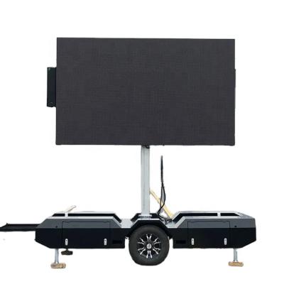 China 384*224cm Road P4 Outdoor Advertising 360 Degree Rotate Mobile Led TV Screen Trailer Led Display for sale