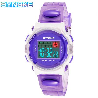 China Hot Selling Luminous Alarm SYNOKE 99268 Kids Digital Watch Silicone Band Chronograph Water Resistant Sports Watch Set for sale