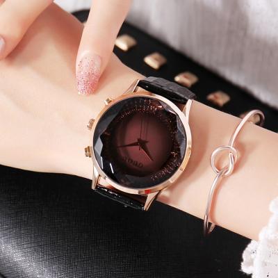 China Wholesale Black Female Nice Leather Band Water Proof PU Watch GUOU 8107 Quartz Student Watch Concise Set for sale