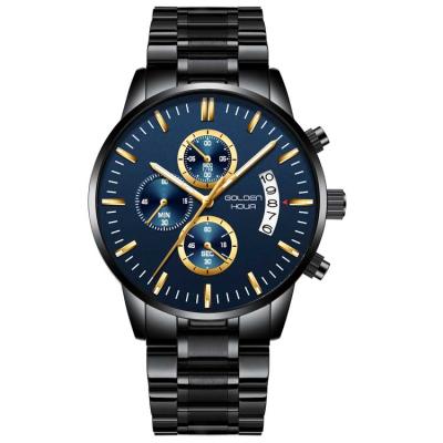 China China GOLD Fashion Men's Fashion Water Resistant Quartz Watch Strap Vintage Chronograph Steel Hot Sale Casual Watch Set for sale