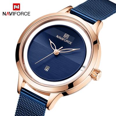 China Auto Date Naviforce 5014 Women Fashion Dirty Stainless Steel Quartz Wrist Watch New Design For Lady 2021 for sale