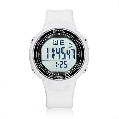 China OHSEN 1812 Alarm Fashion Digital Watch White Female Low Cost Plastic Strap Water Resist Student Montre Femme for sale