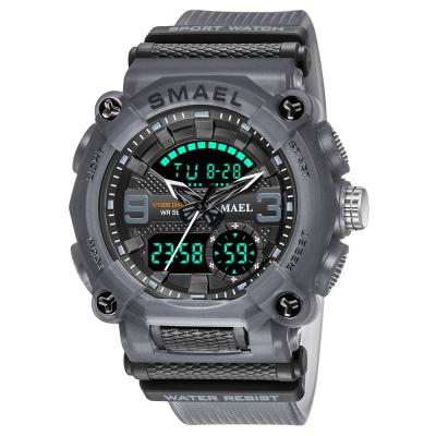 China SMAEL 8052 Alarm Friendship Made In China Rubber Multi Function Dual Time Gents Digital Watch 2021 Running Strap Watch Manufacture for sale