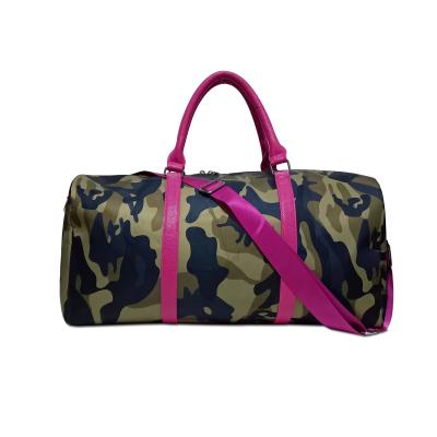 China 100% 2021 New Hot-selling Eco-friendly Mississippi Cylinder Portable Travel Bag Leopard Print Camouflage Luggage Bag Portable Purses for sale