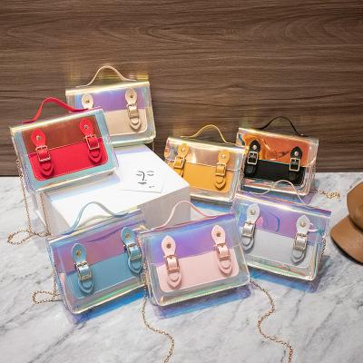 China Fashion New Summer Laser Shoulder Bag Personalized Color Contrast Small Square Cell Phone Bag Women Purses And Handbags for sale