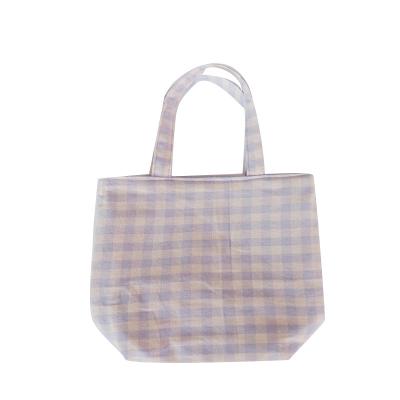 China 100% Japanese Students Mini Handbag Wholesale Canvas Bag Carry Lunch Bag Cute Girl Eco-friendly Double-Sided Cool Plaid Hand Bag for sale