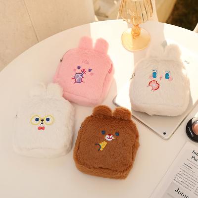 China 100% Eco-friendly Plush Japanese Cartoon Sanitary Napkin Bag Student Insti Storage Bag Embroidery Aunt Towel Cosmetic Bags for sale