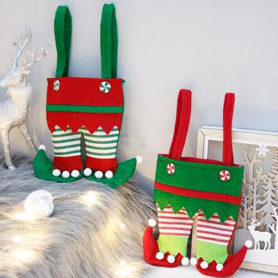 China Folding 2021 New Christmas Decorations Elf Legs Bag Candy Bag Santa Gift Bags Holiday Party Supplies Personality for sale