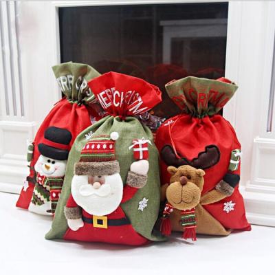 China Folding 2021 Large Capacity Christmas Santa Drawstring Bag Backpack Holiday Gift Bag 35*50cm Christmas Decoration Supplies Wholesale for sale