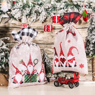 China Wholesale 2021 Printed Funny Santa Gifts Bags Candy Bag Drawstring Folding Christmas Decoration Group Pocket for sale