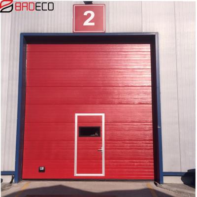 China Windproof Red Lift Up Industrial Overhead Door Sectional Door With Window for sale