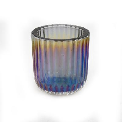 China Home Decor Customized Unique Shaped Glass Candle Holder Colored Glass Candle Container For Home Decor for sale