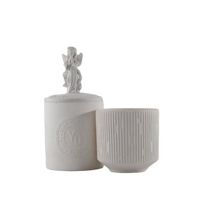 China Simple Heat Resistant Matte White Ceramic Candle Jar Customizable Empty Ceramic Jar For Candles With Lid for sale