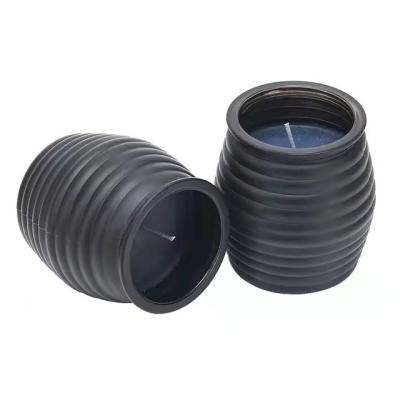 China Home Decoration Vintage Custom Ceramic Candle Jars Unique Shaped Black Round Bottom Matte Candle Jar For Party Dressing for sale