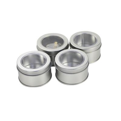 China Wholesale Classic Tin Cans With Lids for Candle Making 8oz Window Around Metal Tin Cans for sale