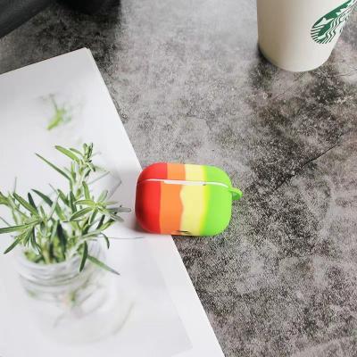 China For new product earphone silicone wireless earphone box cover case rainbow earphone filling cover device for sale