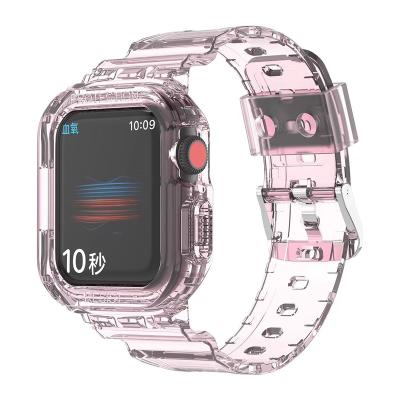 China Factory Price PC+TPU Silicone Sports Watch Strap Cover Device Band Glacier Transparent Tpu Transparent Watch Band for sale