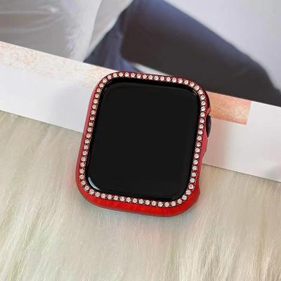 China PC+TPU Rhinestone Bling Case Aluminum Alloy Frame Versa Cover Protective Shell Band Bumper Diamond Watch Cover Case for sale