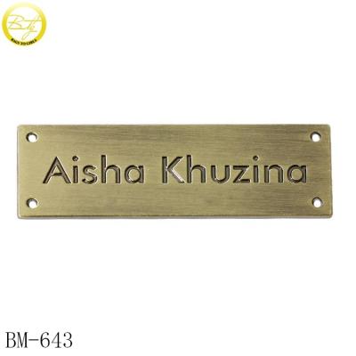 China China Die Casting Metal Furniture Engraved Label Brushed Metal Tags Brass Material For Restaurant Equipment for sale