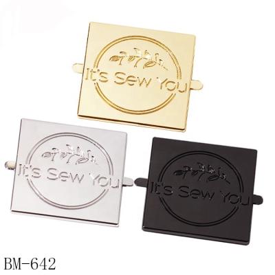 China China Zinc Alloy Metal Plate Factory Logo Square Handbags Metal Engraving Priavte Label Tags For Girls Backpacks for sale