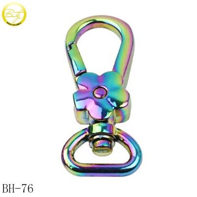 China designer nickel free/lead free custom handbag accessory D clip hugs rainbow plated dog leash snap hook hardware wholesale for sale