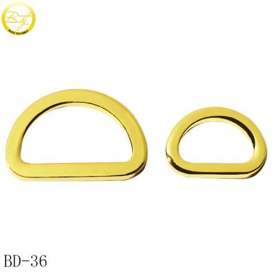 China hardware handbag hardware gold zinc alloy logo buckle wholesale nickel free/lead free D-ring hides metal ring accessory for purse for sale