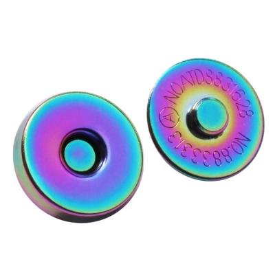 China Custom Rainbow Magnetic Snaps Dry Cleaning Bags Sewing PVC Covered Invisible Magnetic Button For Clothing for sale